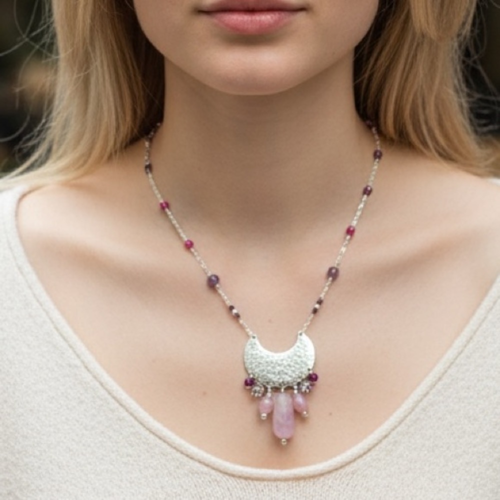 Boho Statement Crescent Pendant Necklace  (BR1212/1)